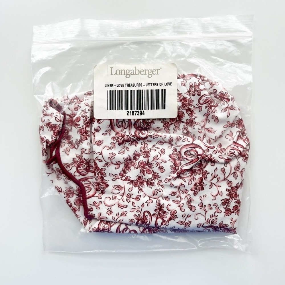 Longaberger Love Treasures Sweetheart Basket Fabric Liner Letters‎ of Love